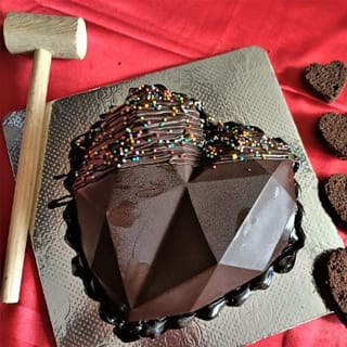 Dark Chocolate Pinata Heart Cake 